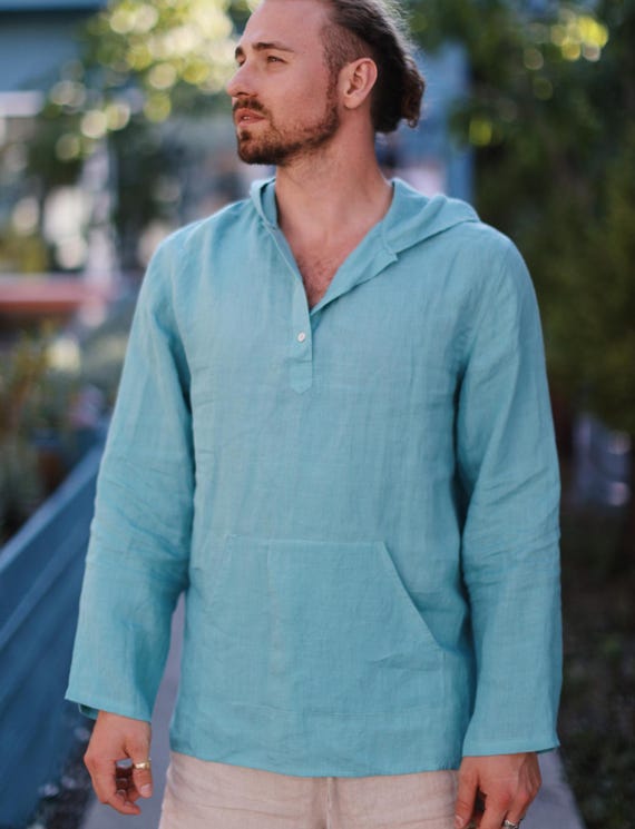 Camisa de manga larga con capucha para hombre Ropa de lino Sudadera con capucha unisex de verano Ropa de hombre Camisa con capucha Etsy Espana