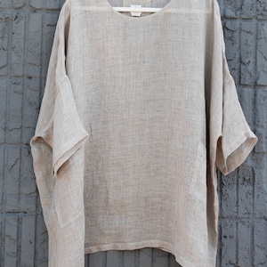 Linen Sheer Tunic , Linen Gauze Tunic , Linen Tunic , Oversized Tunic , Beach Tunic , Summer Vacation Outfit , Loose Tunic , one size image 4