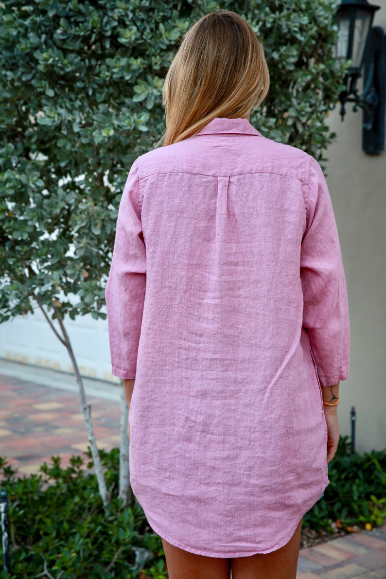 Linen dress valentines day gift . Linen Button Up Tunic , Linen Button Up shirt , Linen tunic , linen shirt , linen blouse image 8