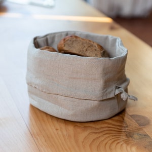 Linen bread basket , organic food storage , bread storage , linen table , table decor , linen gift image 5