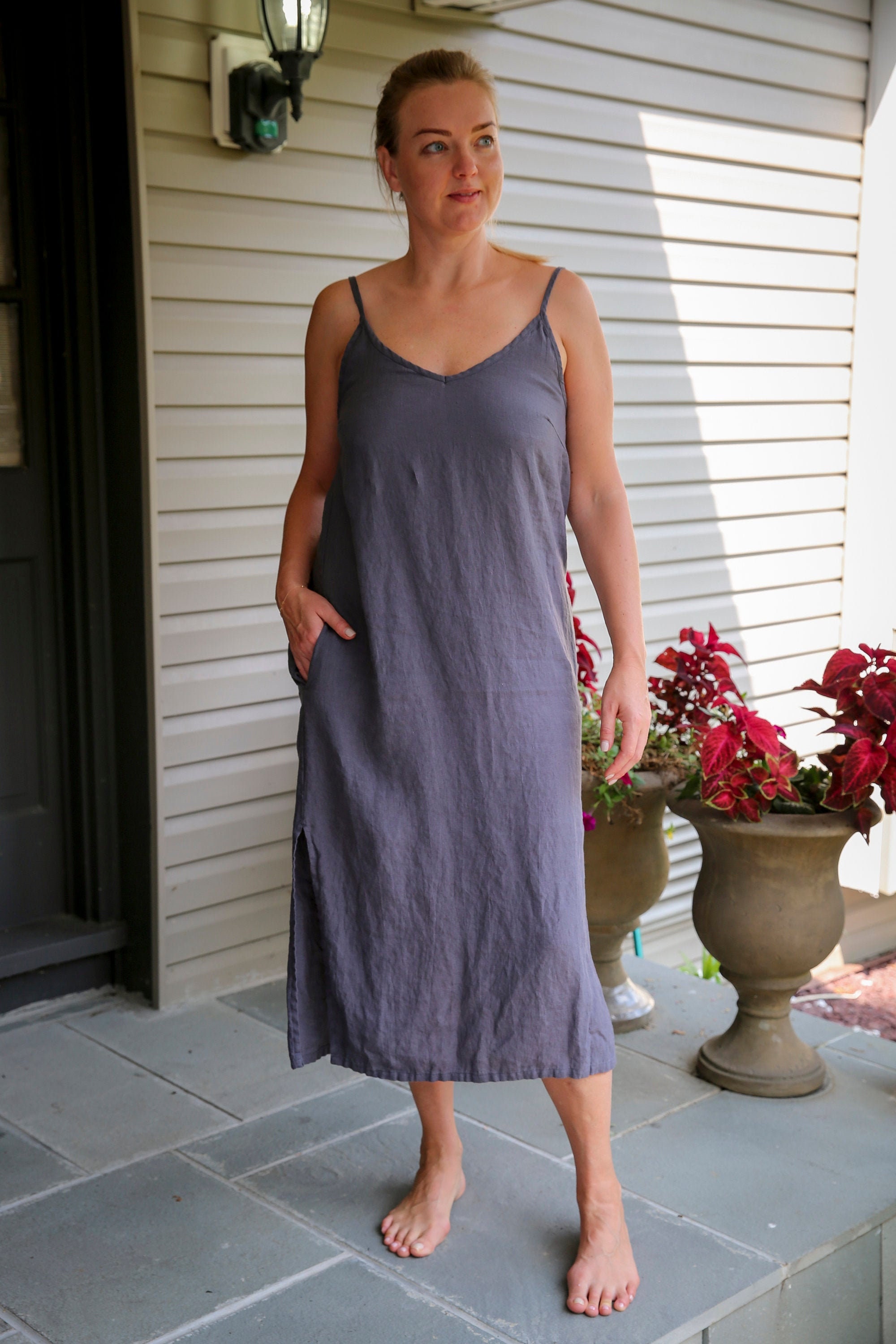 knee length dresses for ladies Vikolino Linen Vika Dress