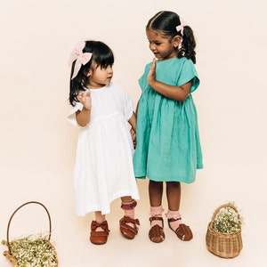 Baby girl linen dress 1st birthday Linen flower girl first birthday dress kids clothing Toddler linen dress