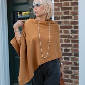 Merino Wool Cotton Linen Poncho Fall Poncho loose fit warm wrap travel eco gift ethical gift ideas