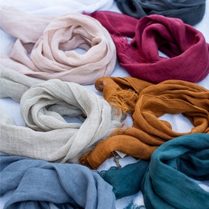 Linen Scarf , linen sheer scarf , italian linen soft scarf , natural linen scarf , soft linen scarf , summer scarf , organic flax wrap Marine Blue
