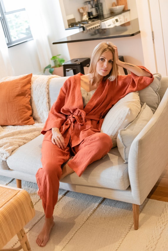 Orange Matching Pajamas for Couples Pjs Set