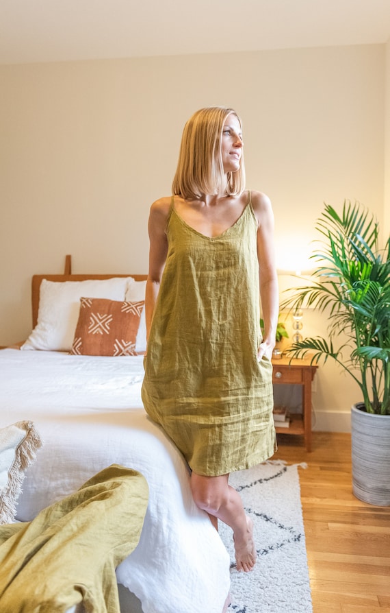 Linen pajama dress sale