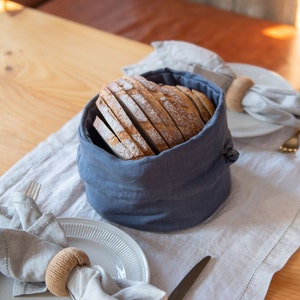 Linen bread basket , organic food storage , bread storage , linen table , table decor , linen gift image 1