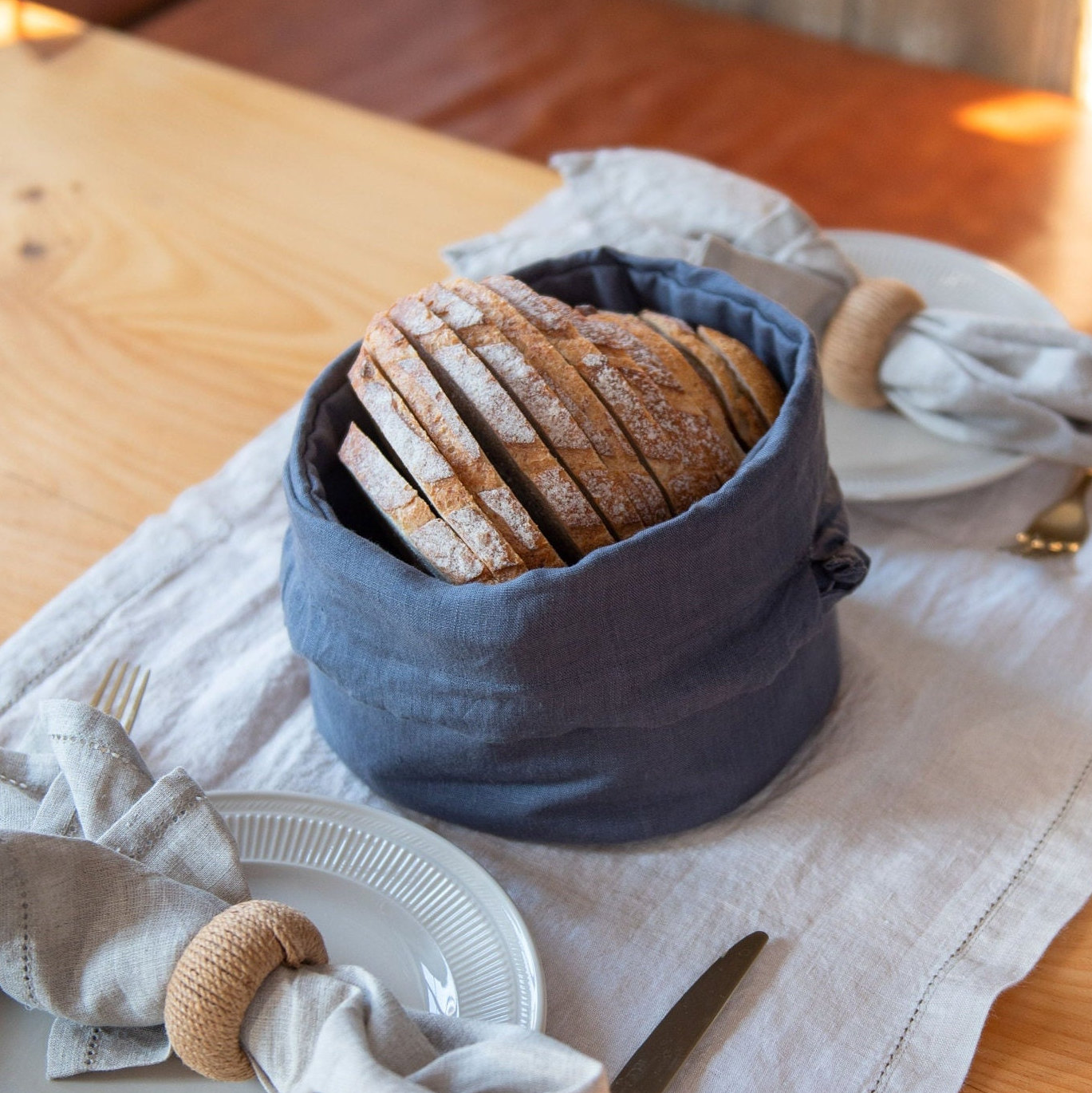 Linen bread basket , organic food storage , bread storage , linen table , table decor , linen gift