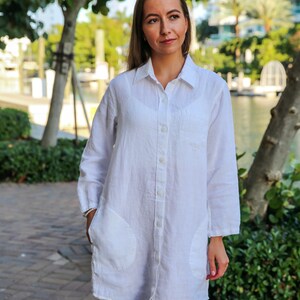 Linen dress valentines day gift . Linen Button Up Tunic , Linen Button Up shirt , Linen tunic , linen shirt , linen blouse image 6