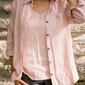 Linen boyfriend shirt  blouse women , Linen womens yoga shirt , Linen shirt  minimalist blouse , linen tunic shirt , Linen blouse