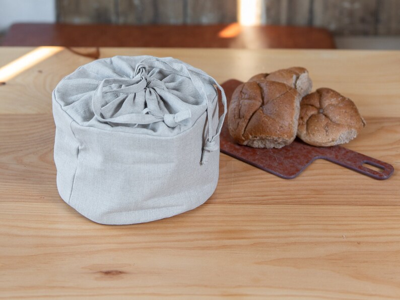 Linen bread basket , organic food storage , bread storage , linen table , table decor , linen gift image 7