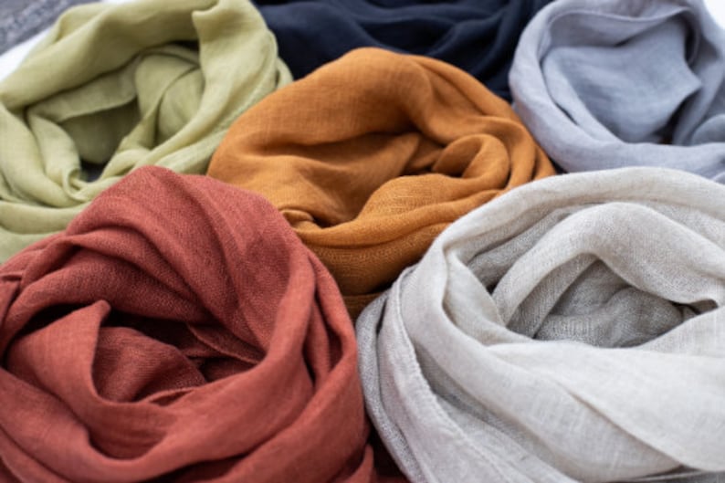 Linen Scarf , linen sheer scarf , italian linen soft scarf , natural linen scarf , soft linen scarf , summer scarf , organic flax wrap Black