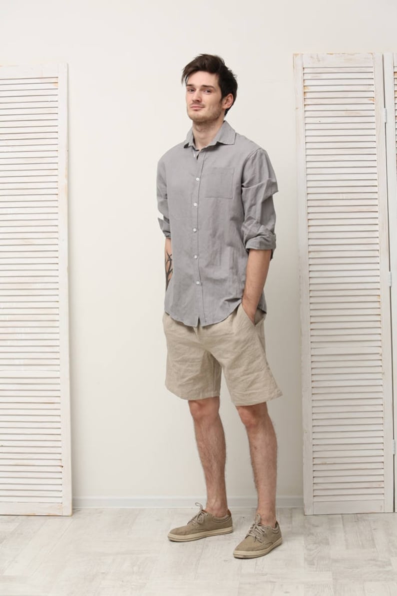 Linen Men Shorts Dad Gift Linen Summer Shorts With Pockets - Etsy