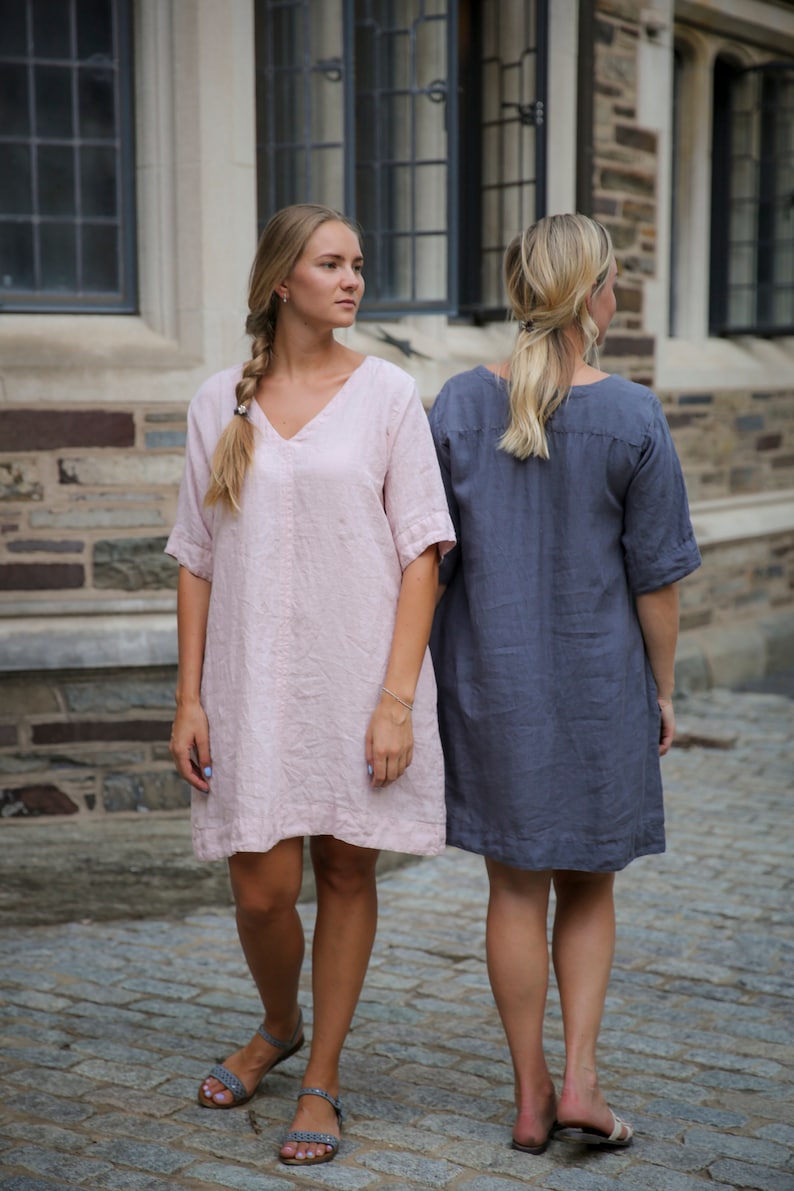 Linen summer tunic , linen dress , plus size linen tunic godmother gift image 3