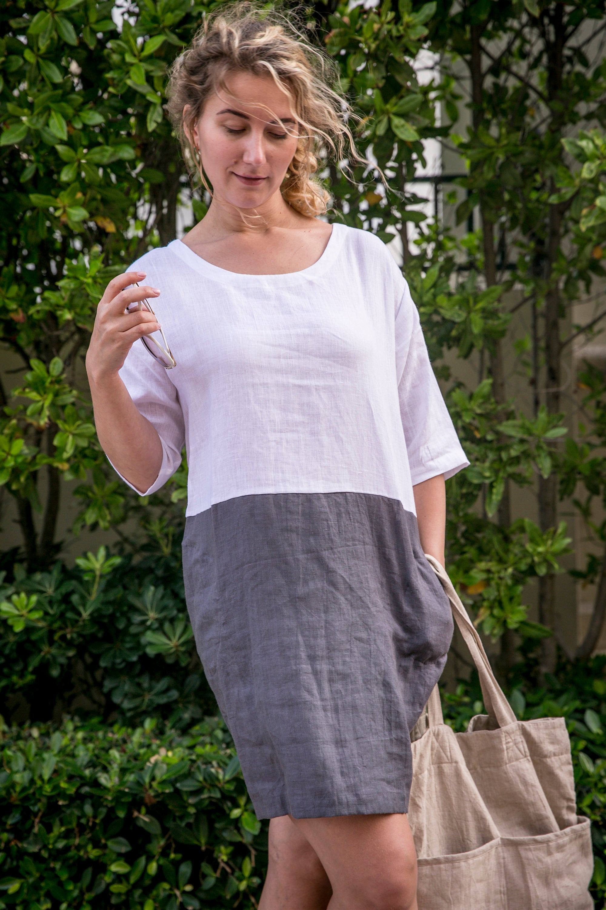 knee length dresses for ladies Vikolino Linen Vika Dress