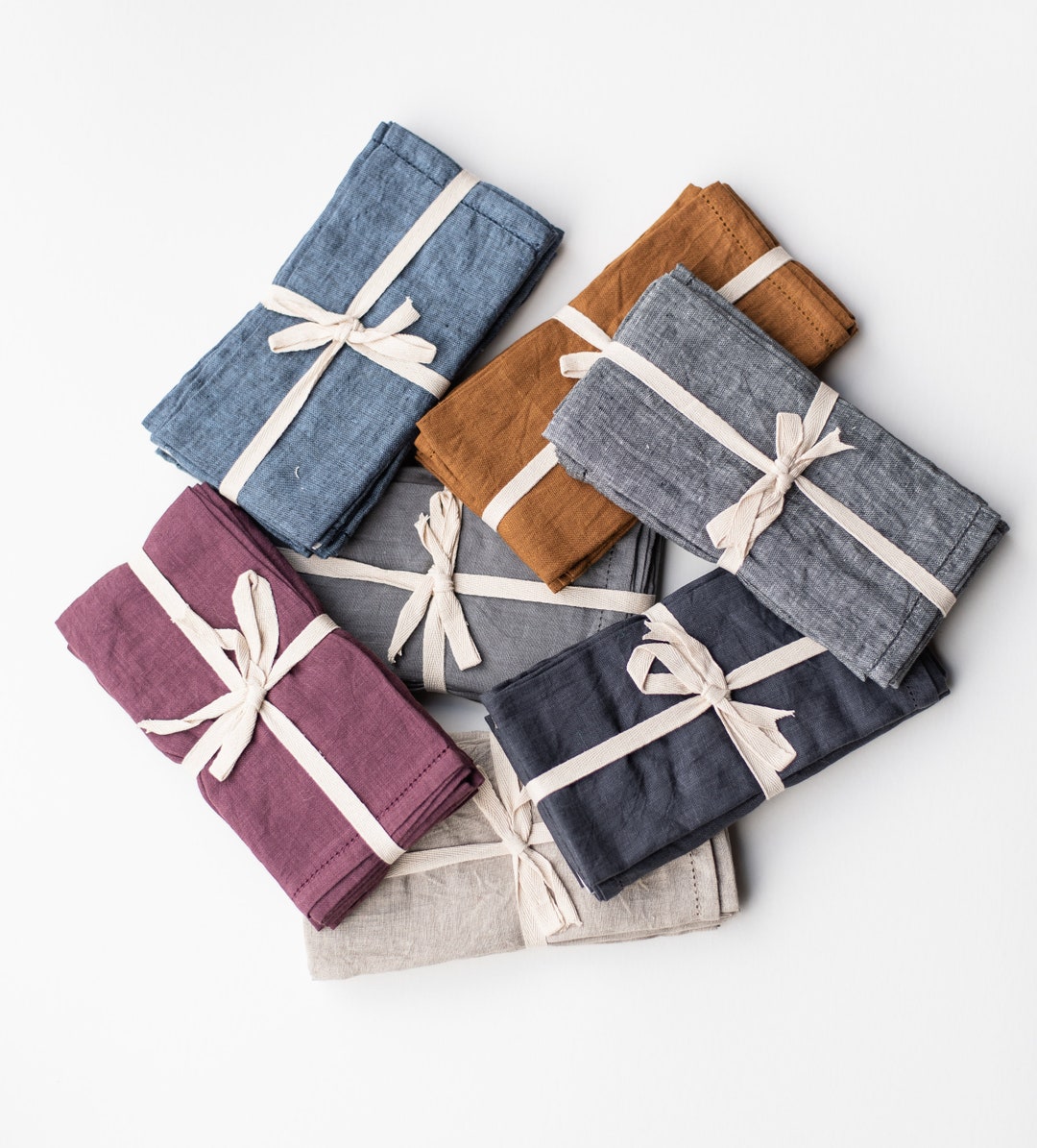 Linen Napkins . Stonewashed Set of Linen Napkins . Table Linen Napkins