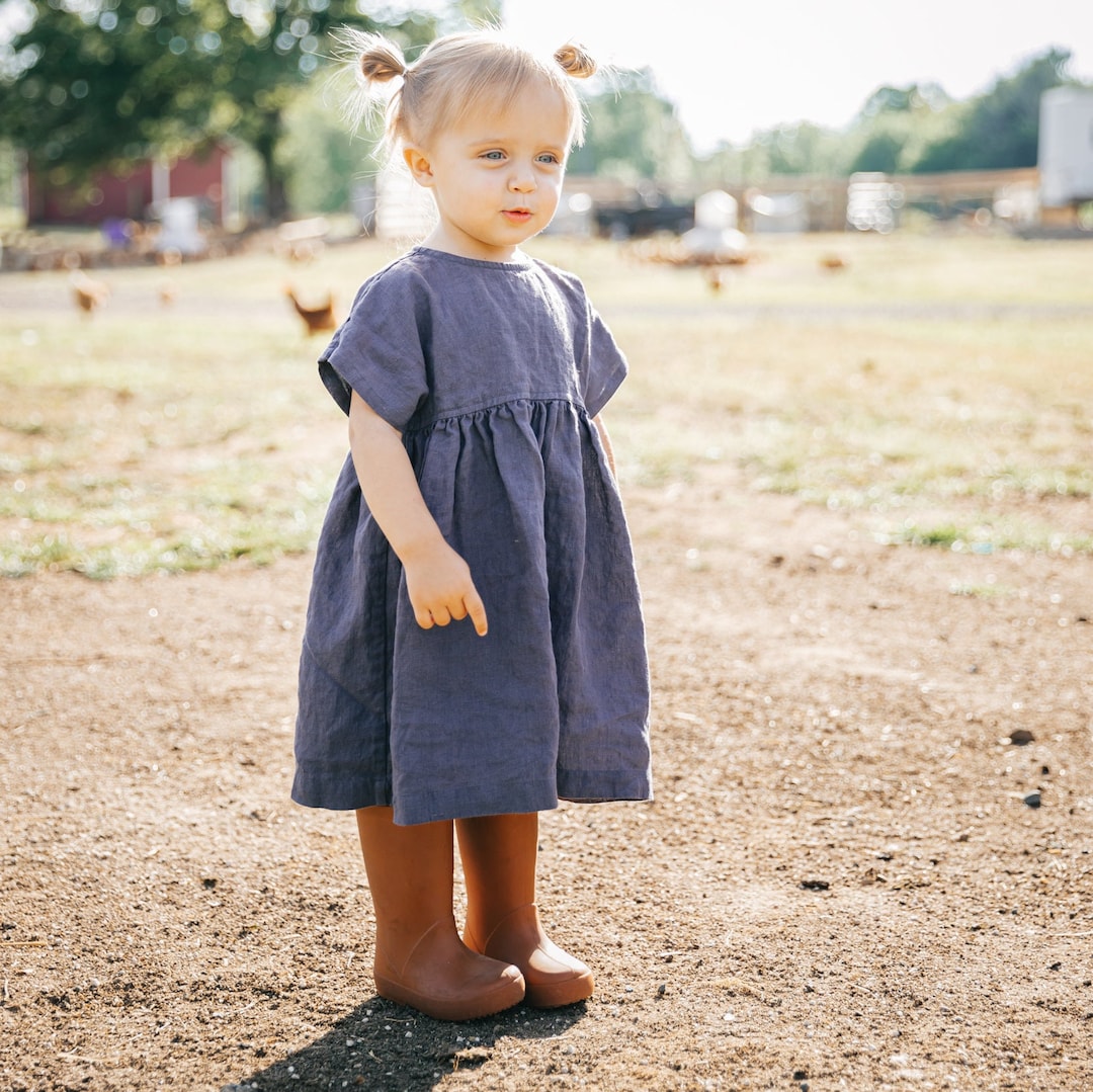 Buy Linen Girl Dress Linen Dress for Girls Kids Clothing Flower Linen  Girl Dress Toddler Linen Dress First Birthday Girl Dress Online in