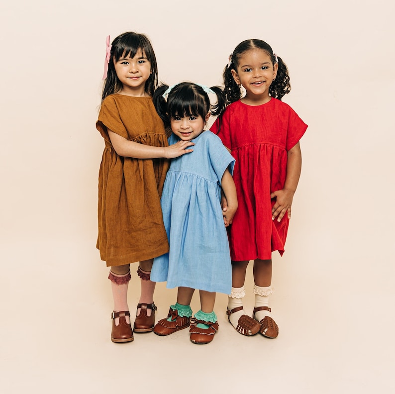 Robe de fille en lin, robe en lin pour filles, vêtements pour enfants, robe de fille en lin à fleurs, robe en lin pour tout-petit, robe pour premier anniversaire image 5