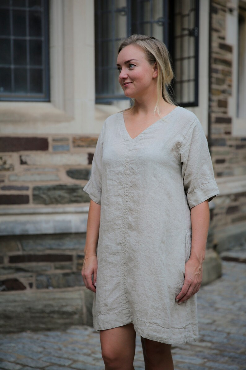 Linen summer tunic , linen dress , plus size linen tunic godmother gift image 8