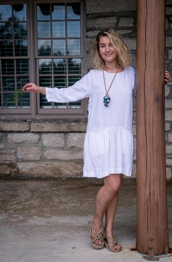 Linen Mary Jay Dress/ Oversized by Design/loose Linen Dress/washed