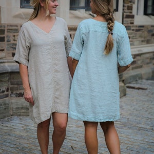 Linen summer tunic , linen dress , plus size linen tunic godmother gift image 5