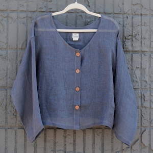 Veste en gaze de lin, veste en lin légère, blazer en lin pour femme taille unique