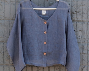 Linen Gauze Jacket , Light weight linen jacket , one size  women&#39;s linen blazer