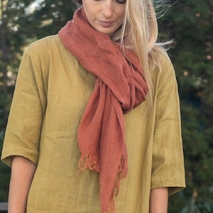 Linen Scarf , linen sheer scarf , italian linen soft scarf , natural linen scarf , soft linen scarf , summer scarf , organic flax wrap image 6