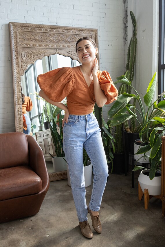 linen crossover top