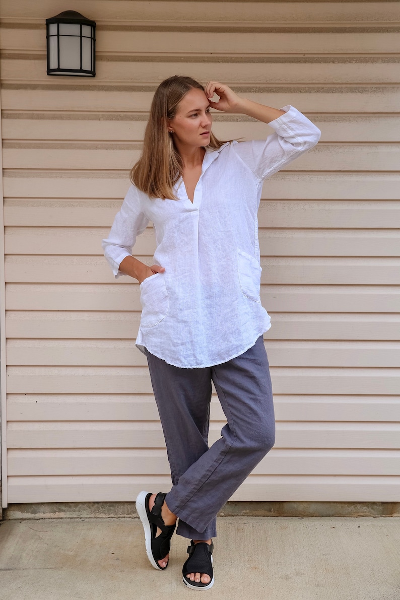 Linen October Tunic, Linen Tunic, Linen Shirt White