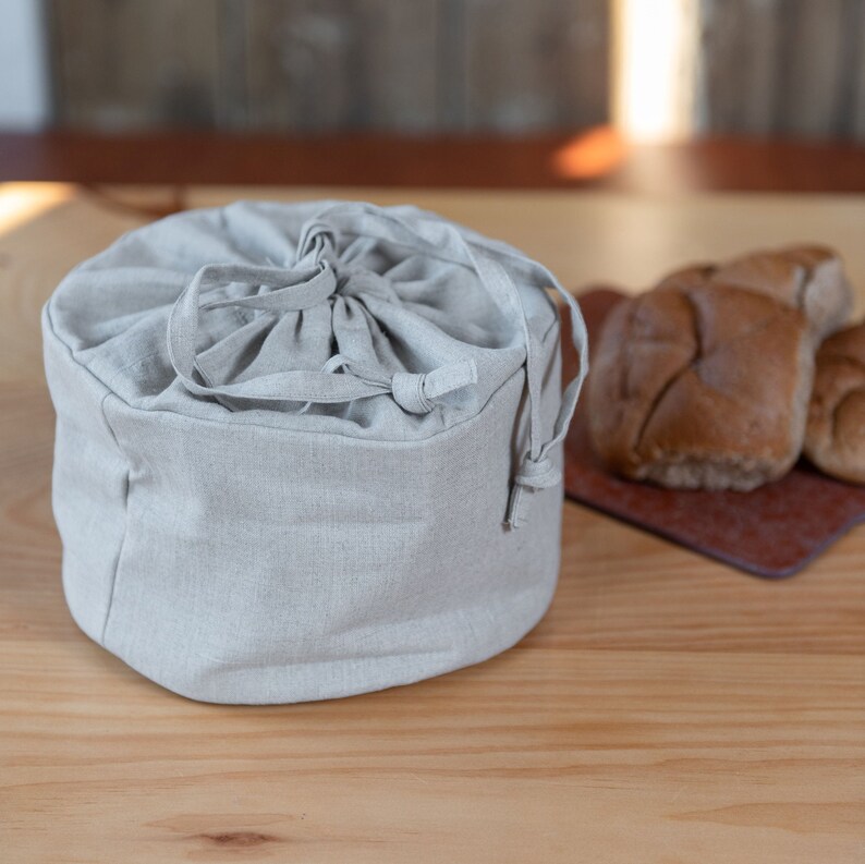 Linen bread basket , organic food storage , bread storage , linen table , table decor , linen gift image 8