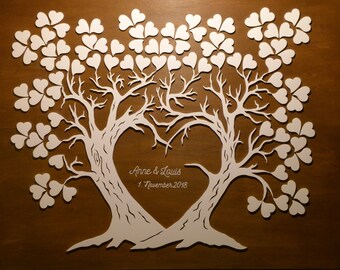 Wedding Tree Weddingtree Wedding Guestbook Fingerprint 3D made of wood with heart
