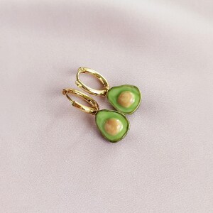 Mini Porcelain Avocado Earrings - E_056 Handmade Ceramic Studs, Cute Food Jewelry, Small Porcelain Earrings, Gift for Her