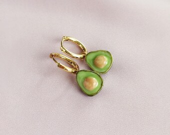 Mini Porcelain Avocado Stud Earrings: Handmade Food Jewelry