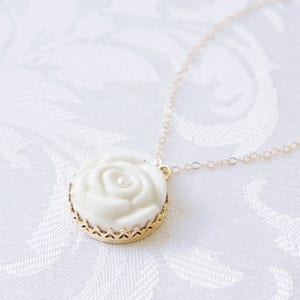 Rose with pearl gold-filled necklace SKU: N_006 porcelain jewellery; wedding and bridal jewellery; everyday jewellery
