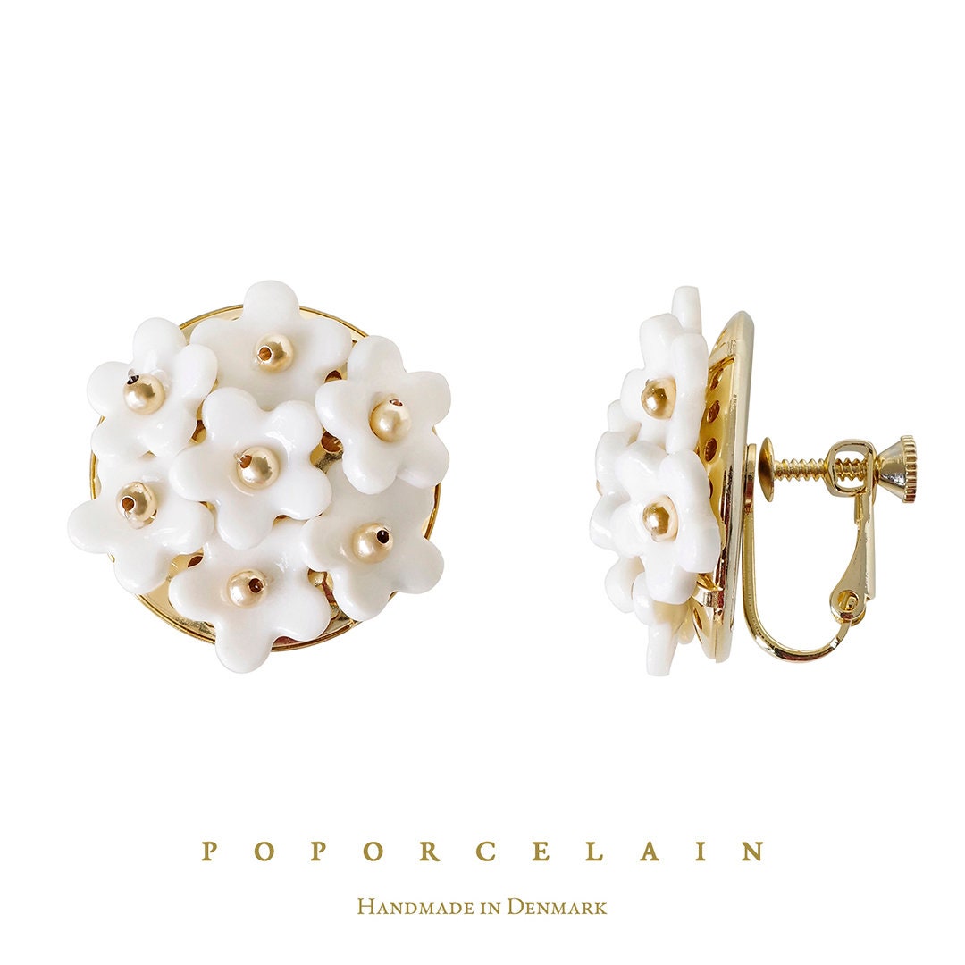 Mini Daisy Cluster Clip-on Earrings SKU: E_032 Porcelain Jewellery Wedding and Bridal Jewellery ...