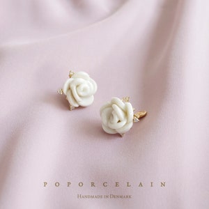 White Cloud Porcelain Rose Stud Earrings SKU: E_028 porcelain jewellery; wedding and bridal jewellery; everyday jewellery