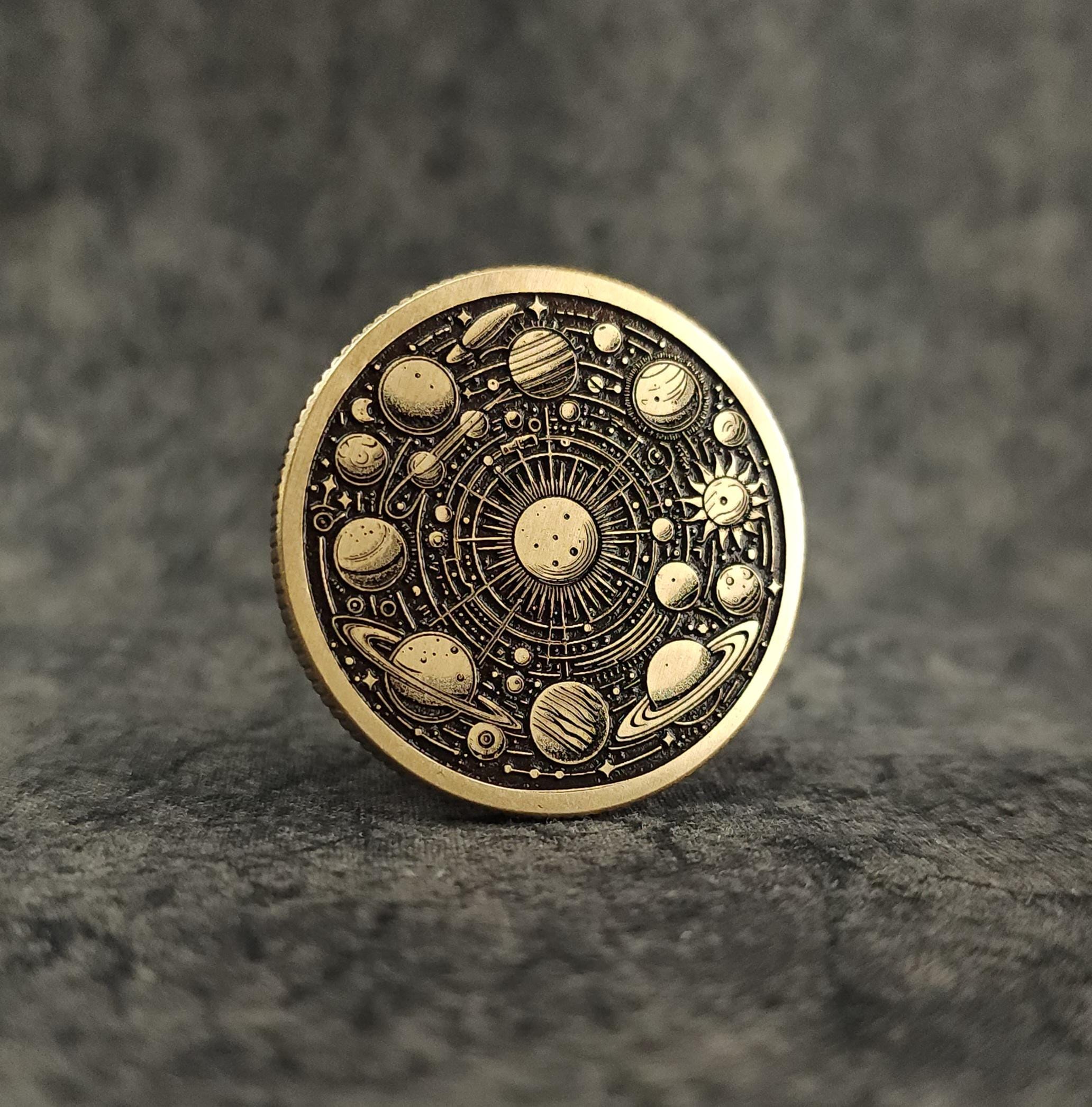 Solar System Money Brass Coin - Planetary - Solar System - Etsy