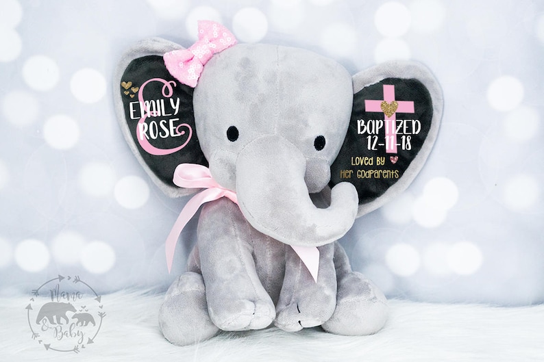 Baby Girls Baptism Gift Keepsake Elephant Christening Gift Etsy