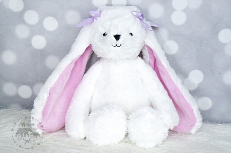 Monogrammed Bunny Baby Girls Birth Stat Bunny Birth Announcement Stuffed Animal Newborn Gift Personalized Bunny Personalized Plush
