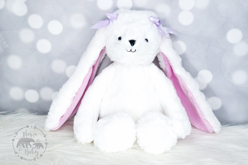 Monogrammed Bunny Baby Girls Birth Stat Bunny Birth Announcement Stuffed Animal Newborn Gift Personalized Bunny Personalized Plush