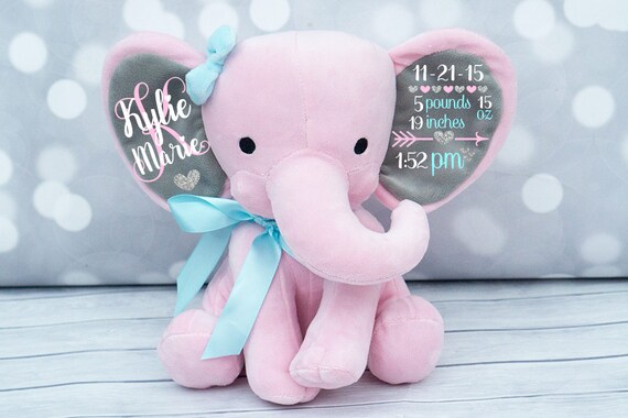 Download Baby Girls Birth Stat Elephant Keepsake Elephant Birth Etsy