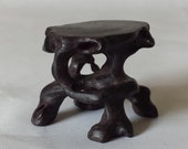 Vintage Miniature Chinese Zen Carved Rosewood Bonsai Root Base Stand 29 mm tall