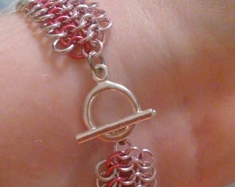 Steven Universe Rose Quartz Inspired Chainmaille Bracelet