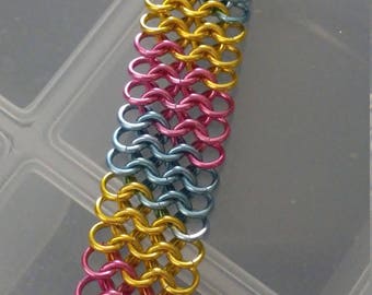 Custom Pansexual Pride Chainmaille Bracelet