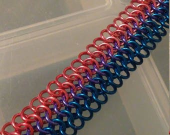 Custom Bisexual Pride Chainmaille Bracelet