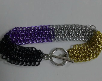 Custom Nonbinary Pride Chainmaille Bracelet