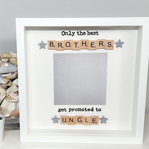 handcrafted gift for a brother who is an uncle birthday gift present personalised with photo option scrabble art photo frame uncle birthday