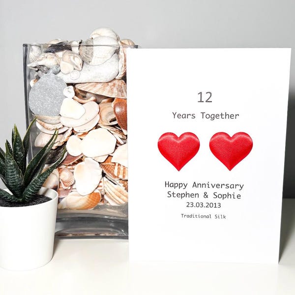 12th anniversary card -  traditional silk - 12 years