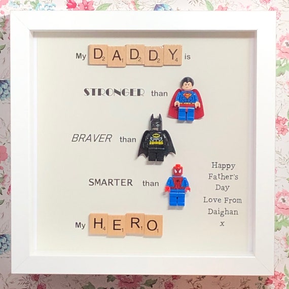 Download Fathers Day Gift Superhero Dad Daddy Grandad Scrabble Art Etsy